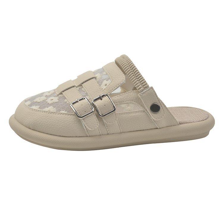 

One shoe, two bags, half slippers, sandals, women s summer outer wear mesh, breathable cotton and linen hole shoes, and one pedal mesh shoes. 40 абрикосовый