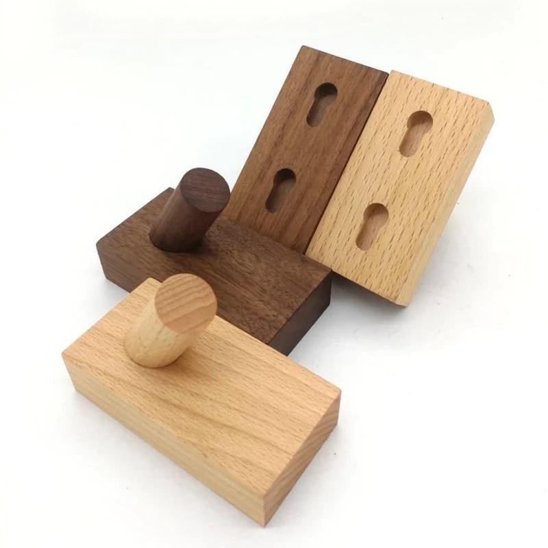 3 adet/grup Siyah Ceviz Kayın Ahşap Elbise Askısı Duvara Monte ceket askısı Dekoratif Anahtarlık Şapka Eşarp Çanta Askıları Banyo Odası Rafı