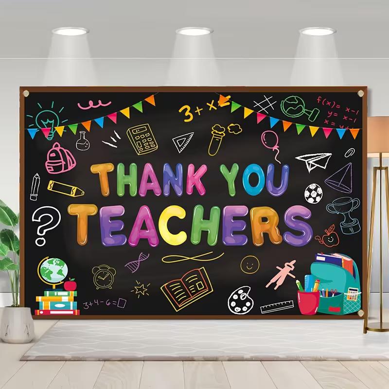 Thank You Teachers Tapestry, Classroom Chalkboard Background Cloth, School Decor