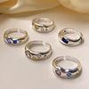 Fashion Colorful Zircon Adjustable Ring for Women Sweet Design Geometric Heart Crystal Finger Y2K Accessories Fine Jewelry Gifts