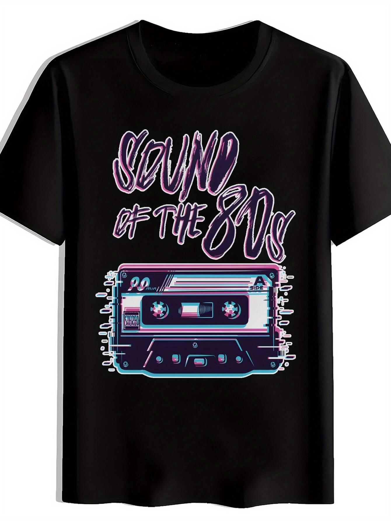 T-shirt 80s & 90s Retro Cassette Tape Graphic -  Sound of the 80s  Letter Print XXXL