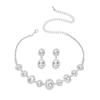 Exquisite Luxury Rhinestone Necklace Earrings Set, Fashionable Zircon Necklace Earrings Two-piece Set