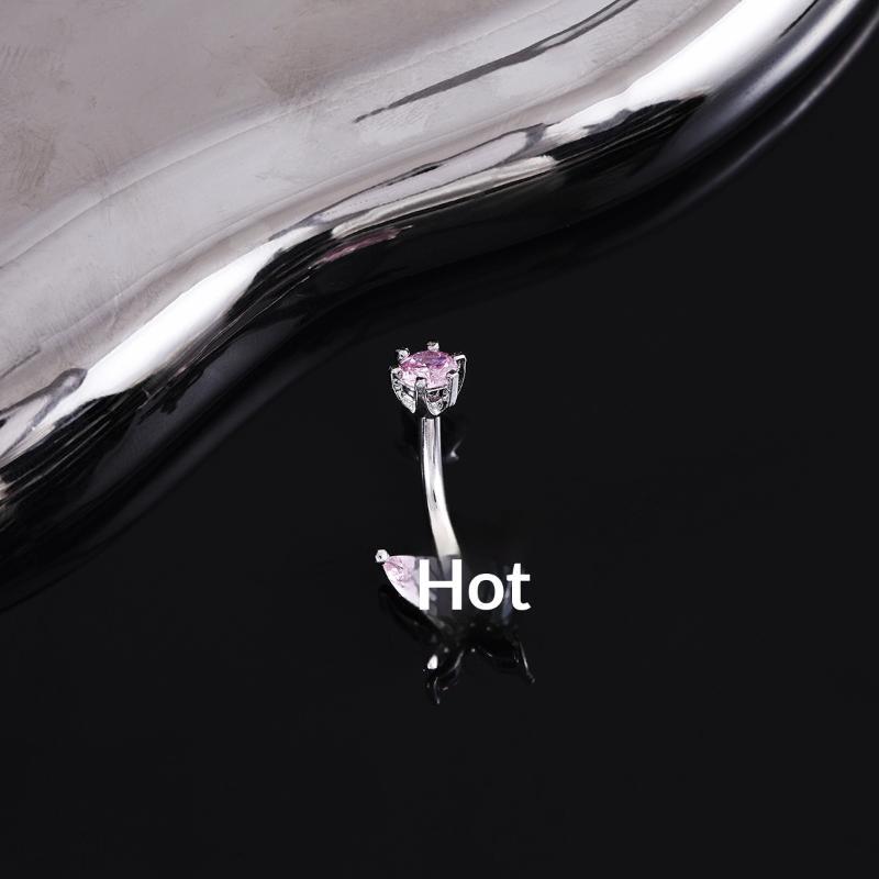 Cute Pink Butterfly Zircon Belly Button Rings Fashion Y2K Style Navel Piercing Jewelry for Girls Dating Wear