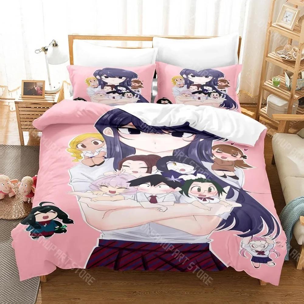 3D Print Komi Cant Communicate Bedding Set Single Twin Full Queen King Size Bed Set Aldult Kid Bedroom Anime Bed Sheet Set