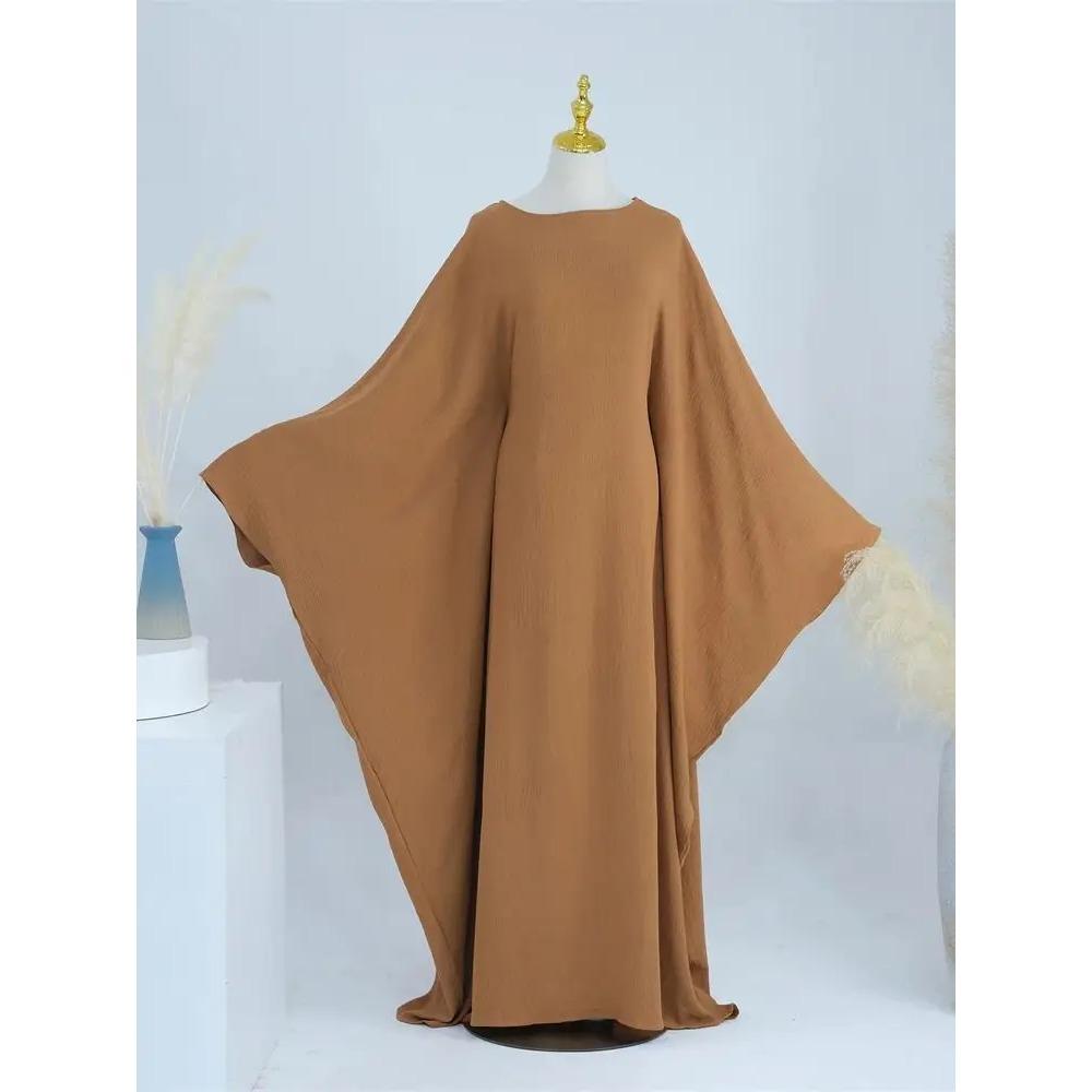 Ramadan Eid Weiche Crepe Khimar Batwing Abaya Dubai Islam Muslim Modest Afrikanische Kleider für Frauen Kaftan Kebaya Robe Femme Musulma