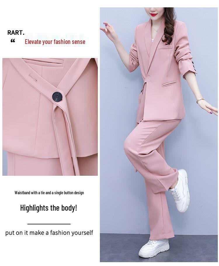 Spring & Autumn Plus Size Women's Wide-Leg Pants Two-Piece Set - Age-Reducing and Fashionable