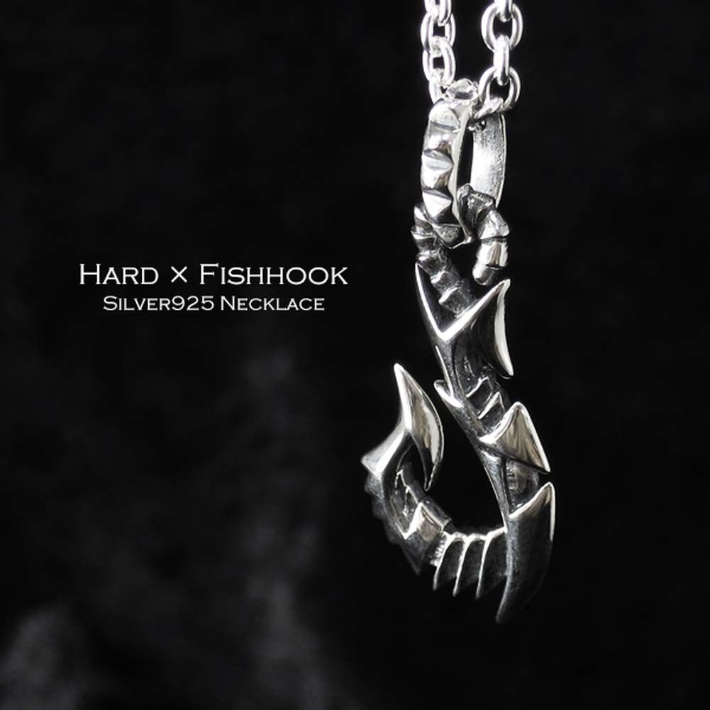 Gin no Tribal Fishhook Pendant Top not Sterling Silver 925 Necklace Head Fishing Fishing Hook [Shinjuku Kura] (Chain included) Men's