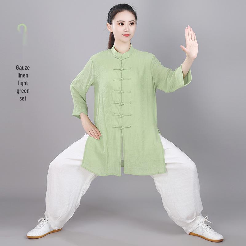 Women's Summer Linen Tai Chi Suit - Chinese Style Martial Arts Practice Uniform