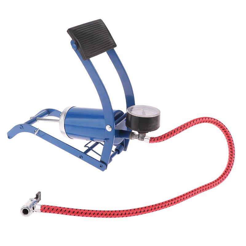 Bicycle Air Pump With Pressure Gauge Portable Foot-Operated Road Mountain Bike Air Pump Valve For Motorcycle Electric Bicycle синий