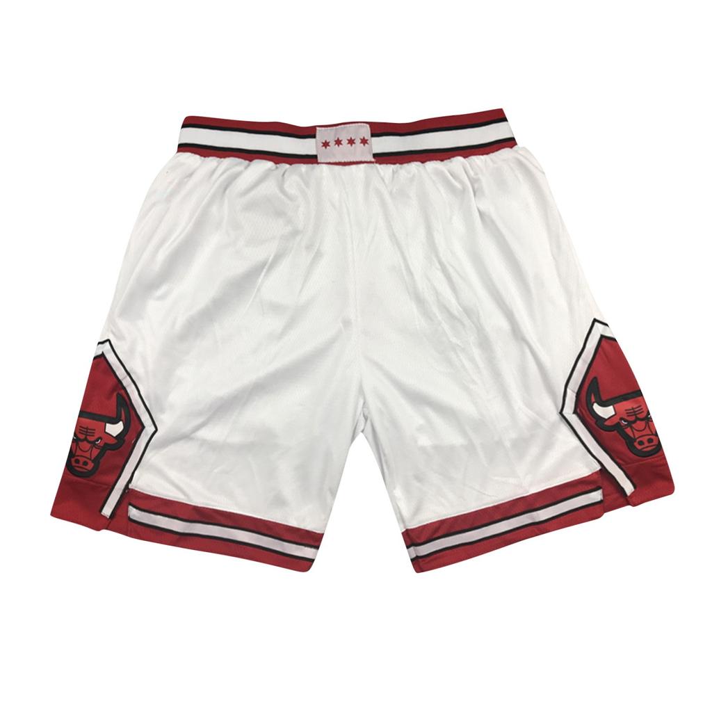 Bulls Retro Bestickte Kurze Basketball-Shorts mit Kordelzug, Trainingsshorts