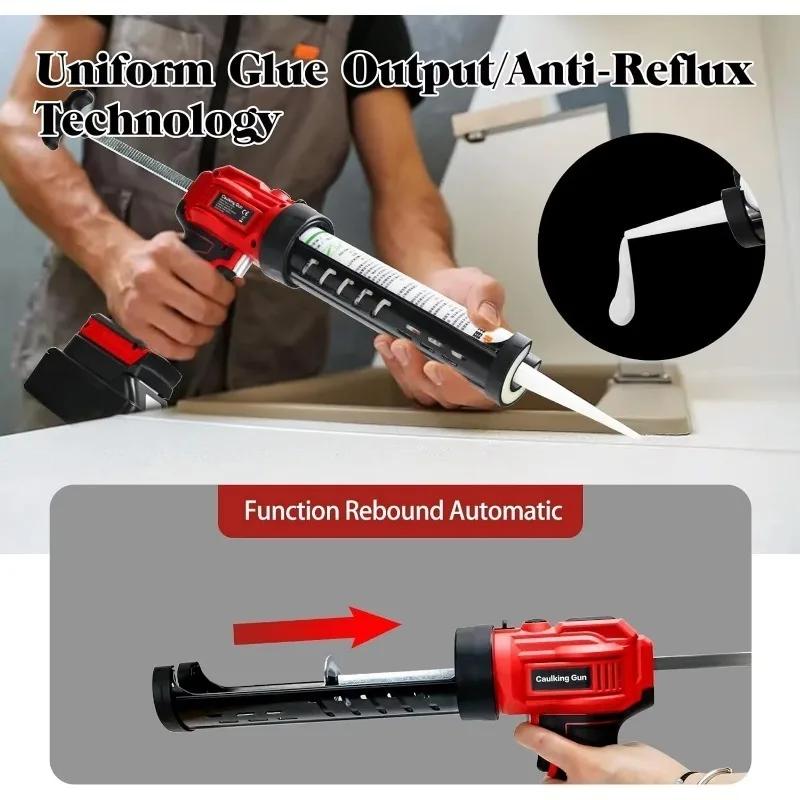 AKX-51 Cordless Seam Filling Caulking Gun 300ml Capacity LED Light 18V Lithium Battery Automatic Glue Dispensing (No Battery)