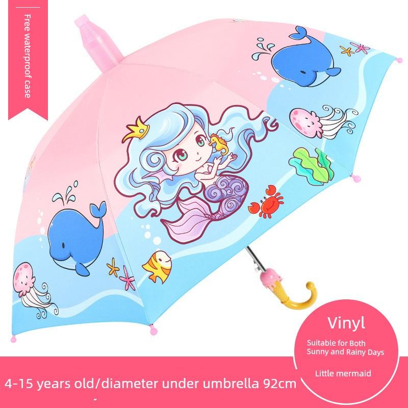 Children's Umbrella for Kids, Elementary School Students, Boys and Girls, Dual-Use Sun and Rain Umbrella, Black Coating, Back-To-School Season, Sun