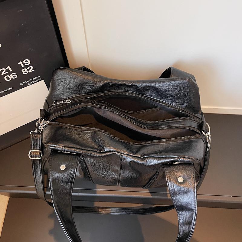 Women's Shoulder Bag Solid Color Large Capacity Travel Commuter Tote Bag
