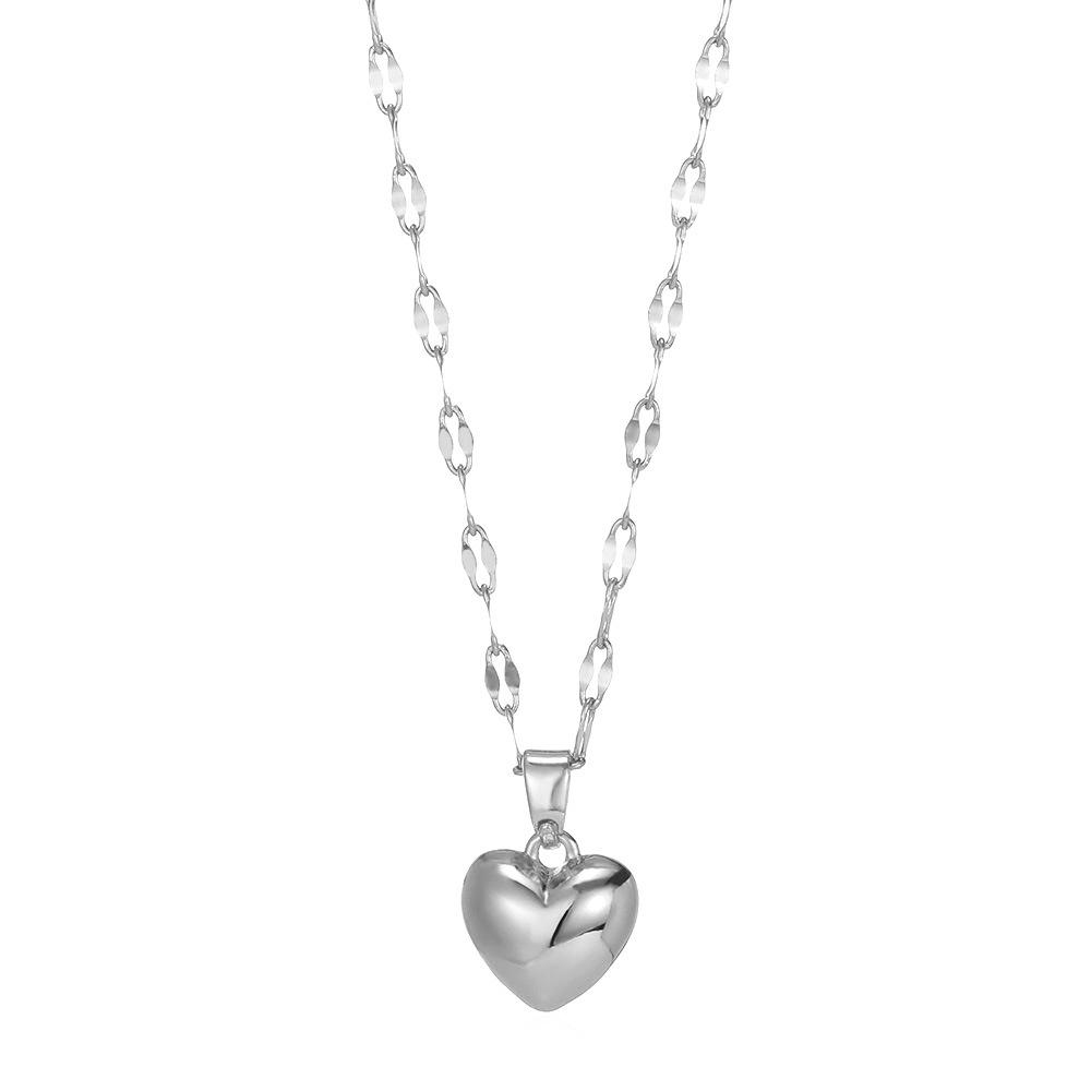 Stainless Steel Love Heart Necklace For Women New Trendy Lip Chain Simple Luxury Love Pendant Necklace Jewelry Gift