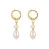 Baroque Natural Freshwater Pearl Earrings for Women, Niche 11k Gold-plated Irregular Light Luxury Pendant Earrings