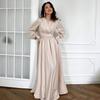 2025 Autumn/Winter Women's Solid Color French Tie-Waist Long Dress