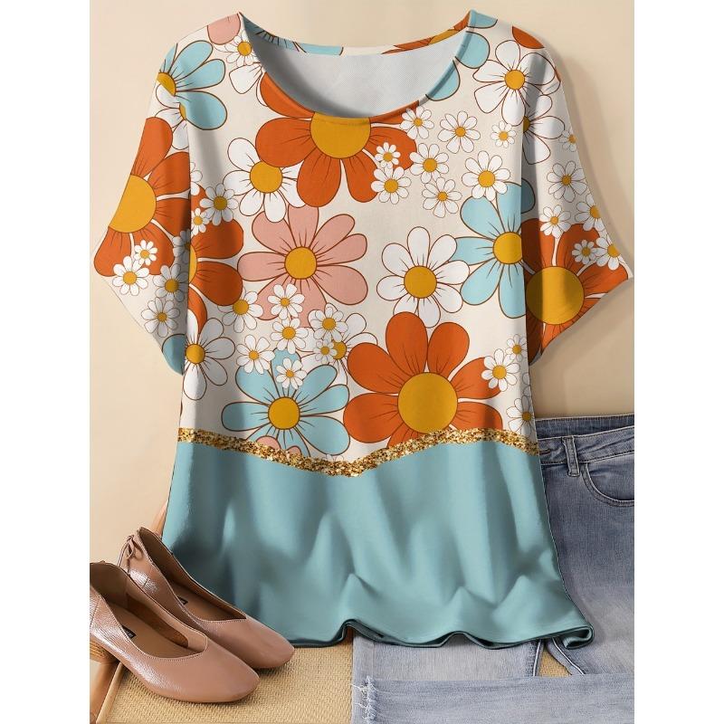 Women's Short Sleeves T-Shirt Elegant 3D Bohemian Print Short Sleeve Tees Woman T-Shirt Tops Oversized Summer Women's Clothing