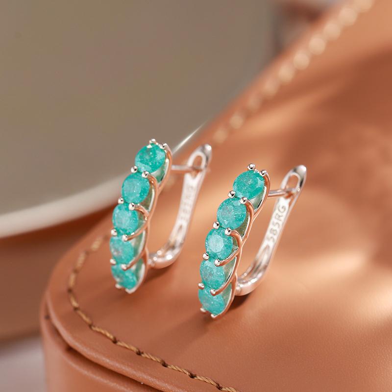 Emerald Round Cut Drop Earrings For Women Luxury Natural Zircon With  Rose Gold Color Earrings Daily Fine Jewelry