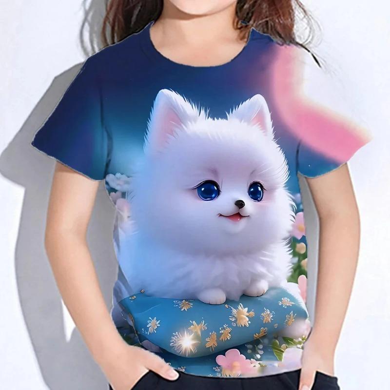 Summer T-Shirts 3D Print Animal Dog O-Neck T Shirt Casual Boys Girls Tops Oversized Fashion Kids Tees Harajuku Children Clothing
