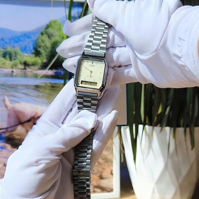 Casio STANDARD series 30 meters waterproof quartz movement Japanese and Korean watch for men and women, yellow dial AQ-230EGG-9AEF