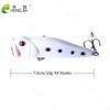 Popper Fishing Lures 7.5CM-10G-6# Topwater Hard Bait Artificial Wobblers Plastic Pesca Fishing Tackle Treble Hooks