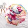 Hello Kitty,Fantasy Scene Automatic Folding Umbrella-Simple 8-Rib Design, Bright Cartoon Pattern, Durable Iron Frame, Suitable For Travel, O