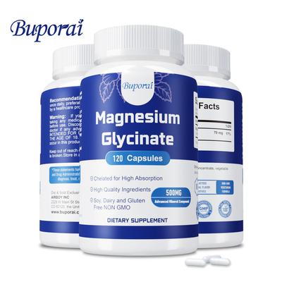 Glycinate de magnésium 500 mg - Santé nerveuse, musculaire, osseuse et cardiaque - 120 gélules
