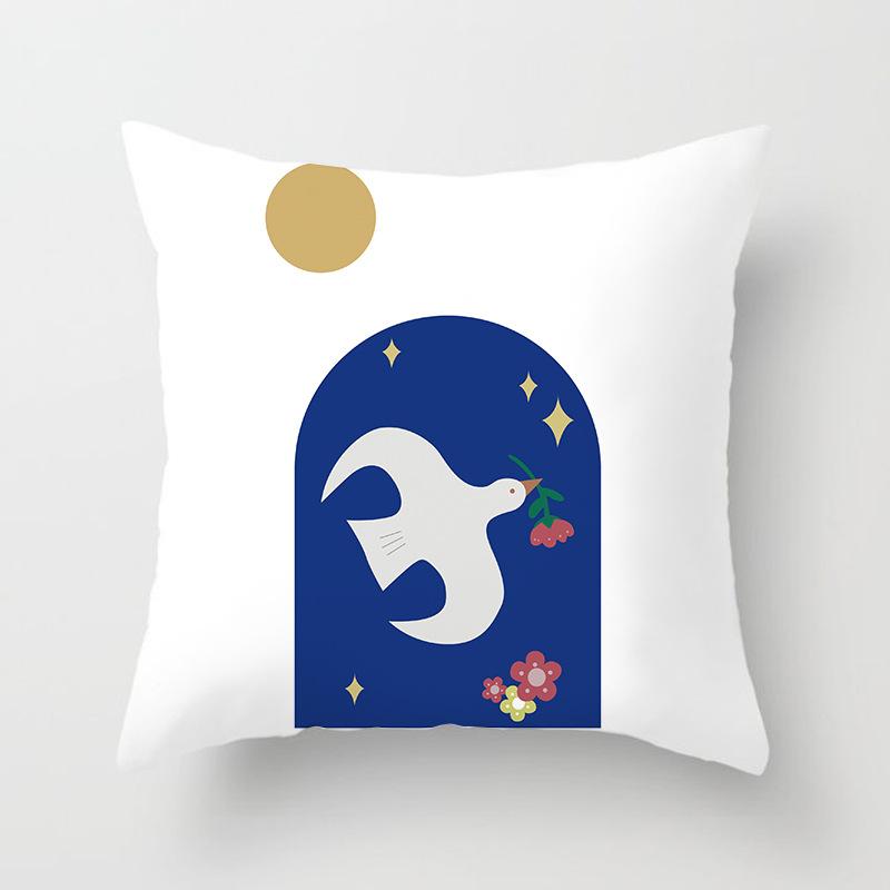 New Nordic Ins Pillow Cover Abstract Geometric Blue Ultra Short Velvet Cushion Cover