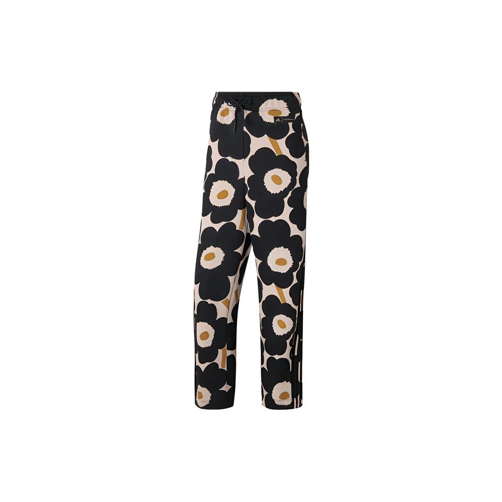 Adidas Floral Print Straight-Leg Casual Pants Women Bottoms Black H57322