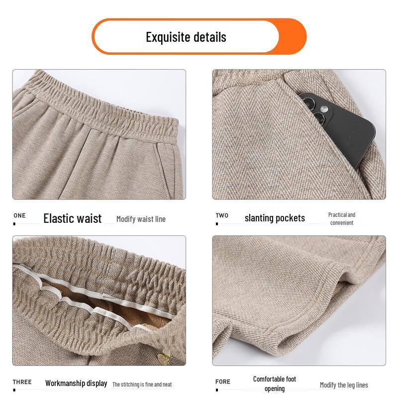 Qianlian Women's Fleece-Lined High-Waist Straight-Leg Pants