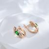 Shiny Green Natural Zircon English Earrings For Women  Rose Gold Color Vintage Trendy Drop Earrings Daily Jewelry