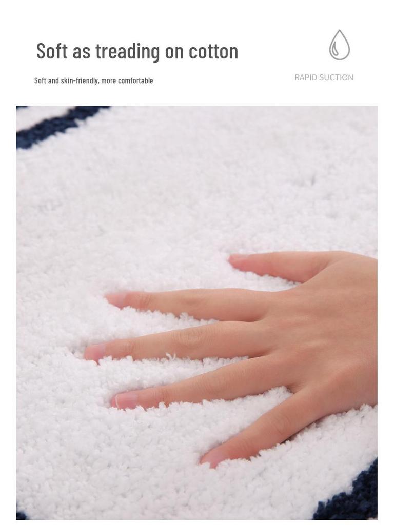 Simple Style Bathroom Water Absorbing Non-slip Flocking Floor Mat