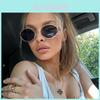 European Style Oval Hollow Sunglasses For Women With Uv400 Protection And Metal Frame For Fashionable Outings