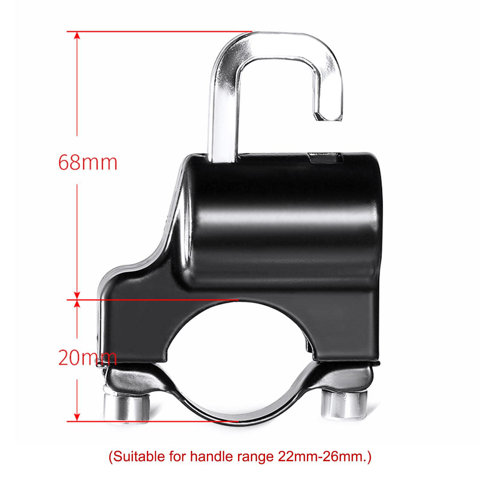 Motorcycle Helmet Lock Anti-Theft Helmet Security Lock Metal 22mm-26mm Black with 2 Keys Set