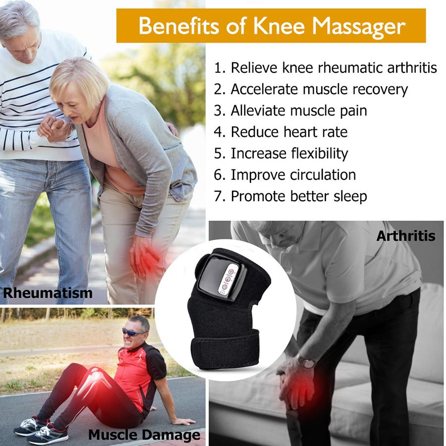 Heated and Vibration Massage Knee Brace Wrap for Knee Injury Cramps Arthritis Recovery Massager for Muscles Pain Relief