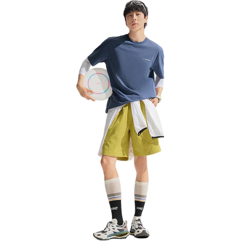 Li Ning Cool Tea T Quick-Dry Casual Sports Top Round Neck Pullover Short Sleeve T-Shirt Men Tops Standard-White ATSU641-1