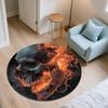 Fire and Smoke Skull  Round Area Rug,Carpet Rug for Living Room Bedroom Sofa Playroom Decor,Non-slip Floor Mat