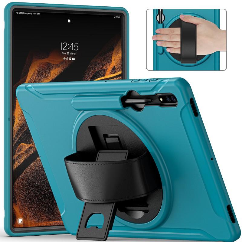 Shockproof Tablet Case With Wrist Strap Rotating PC Stand Galaxy Tab S8 Ultra X900 X906