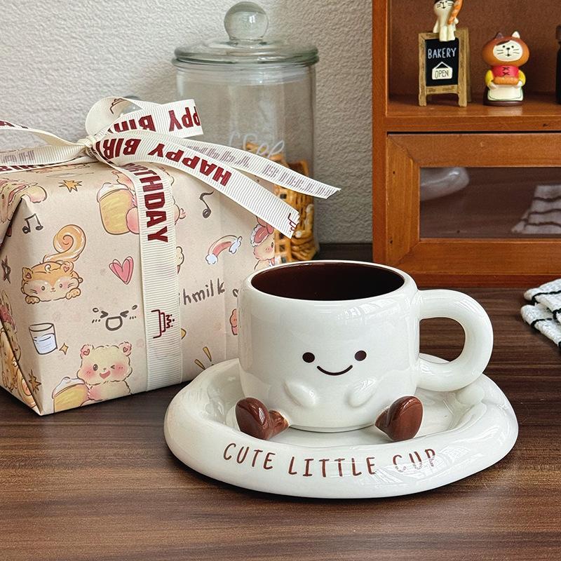 Cupa Picioruș Mic Fată Drăguță Cană Ceramică pentru Apă Cupă de Cafea cu Aspect Înalt Cadou de Ziua de Naștere Suvenir Cutie Cadou