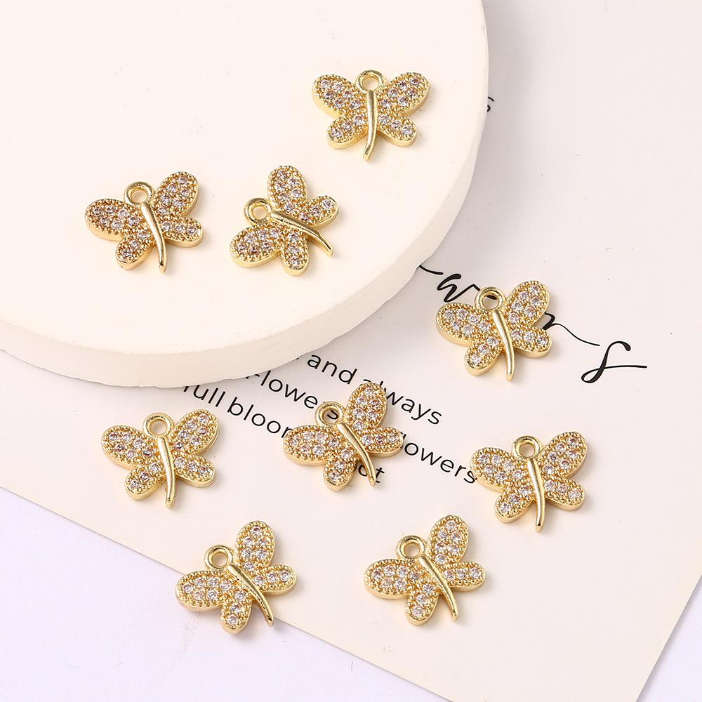Full Diamond Single Hole Butterfly Pendant Diy Hairpin Bridal Headdress Accessories, Bracelet Necklace Pendant