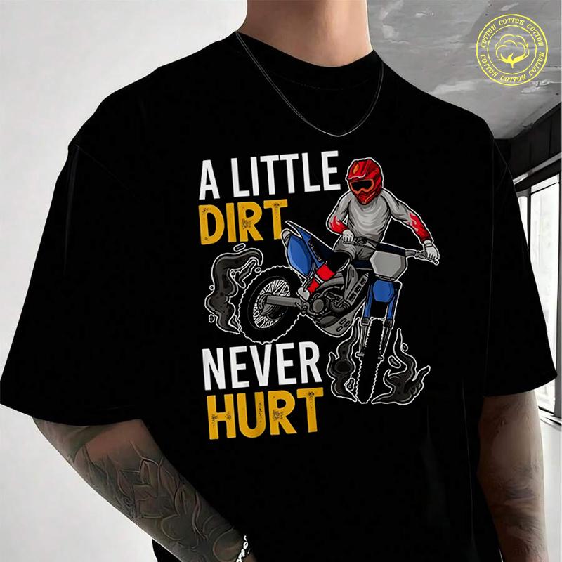 Funny Dirt Bike Design For Boys Girls Motorbike Moto Cotton T-Shirt Men's Casual O-neck Short S