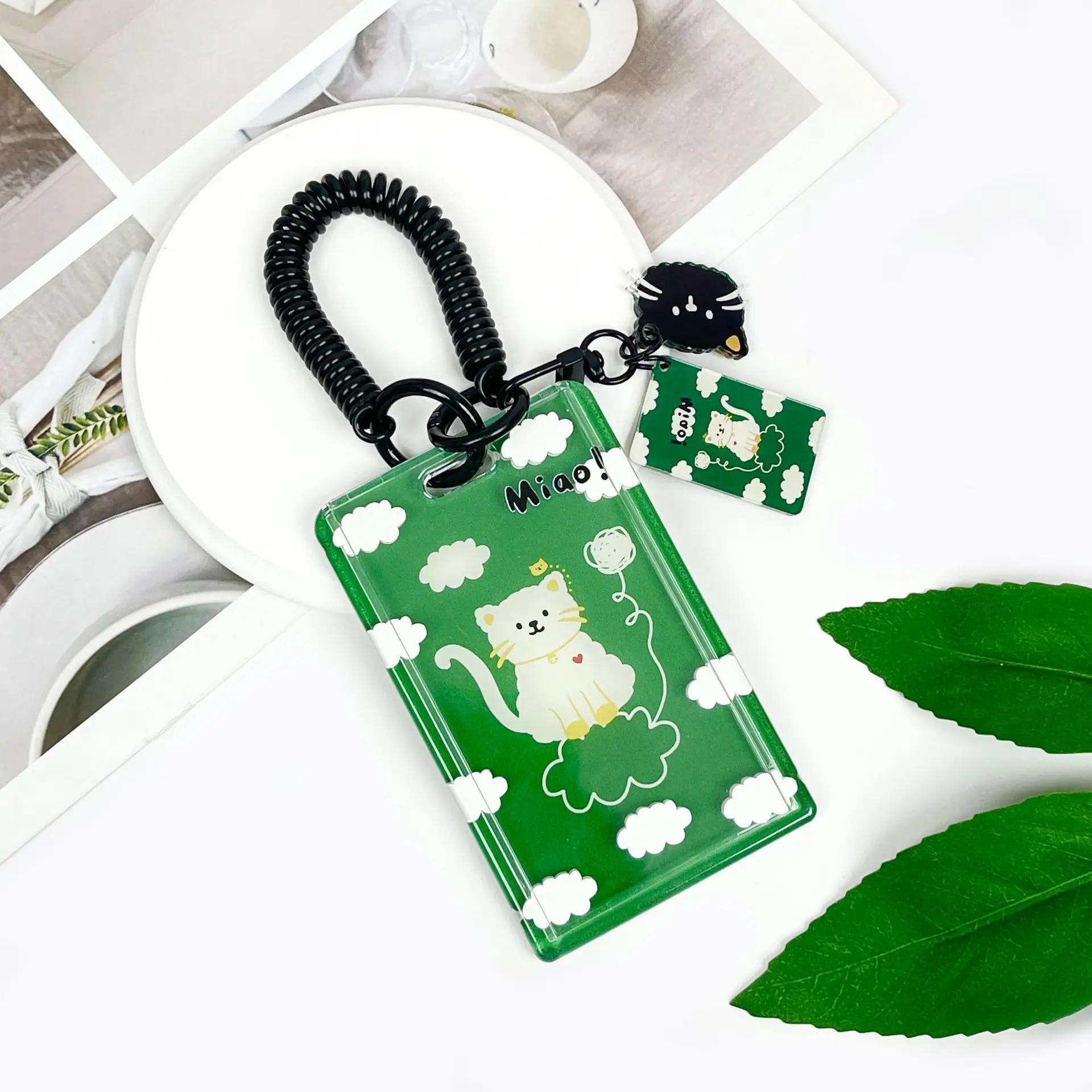 

Милый мультяшный кот, держатель для удостоверения личности, портативный студенческий метро, ​​автобус, карточка, слайдер, защитный чехол, Kawaii Girl Kpop, держатель для фотокарт