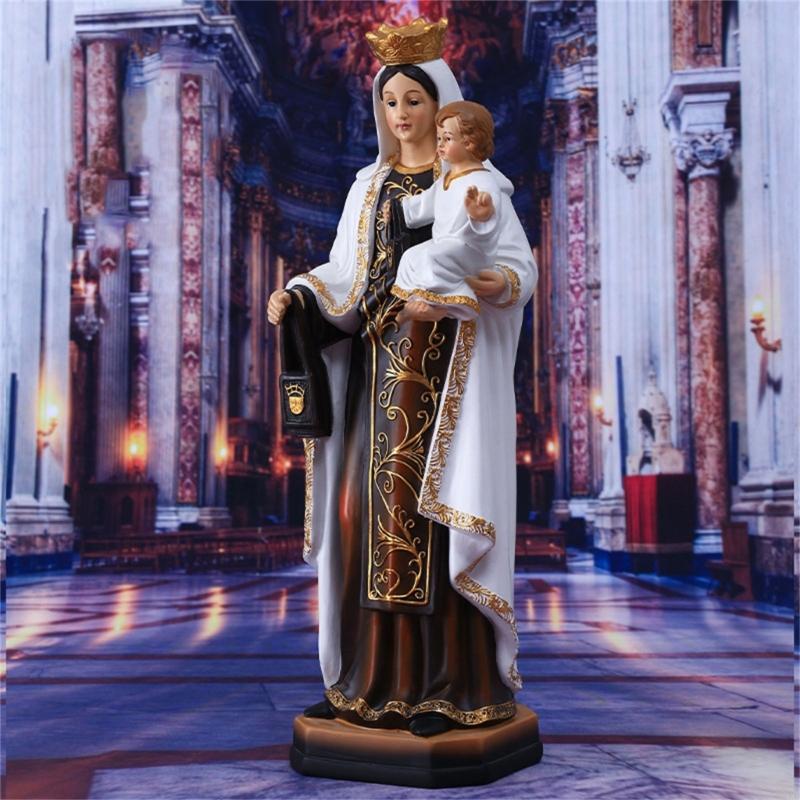 62KD Timelessly Mother With Child Statue Premium Resin Countertops Religious Decors