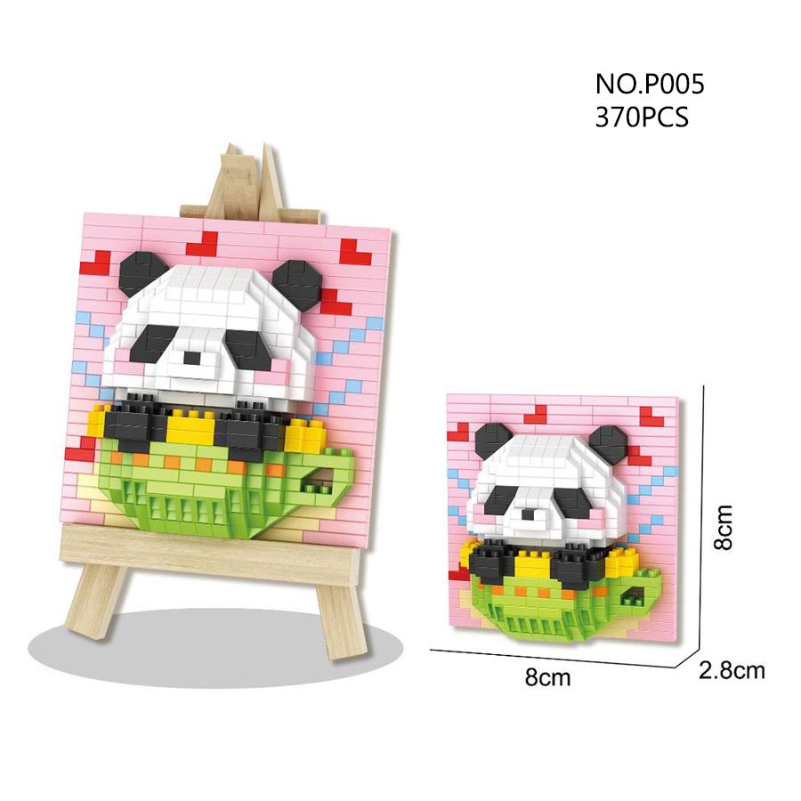 Ceative Panda Easel Building Block Toys Micro Blocks Education Kids Toys Tabletop Decoration Birthday New Year Gifts
