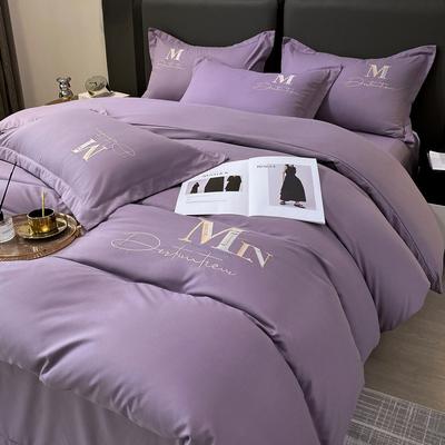 Köper Twill Dick Bestickte Bettwäsche Vier-teiliges Set Bettwäsche Vier Jahreszeiten Universelle Bettdeckenbezug Bettlaken Wohnheim Drei-teiliges Set