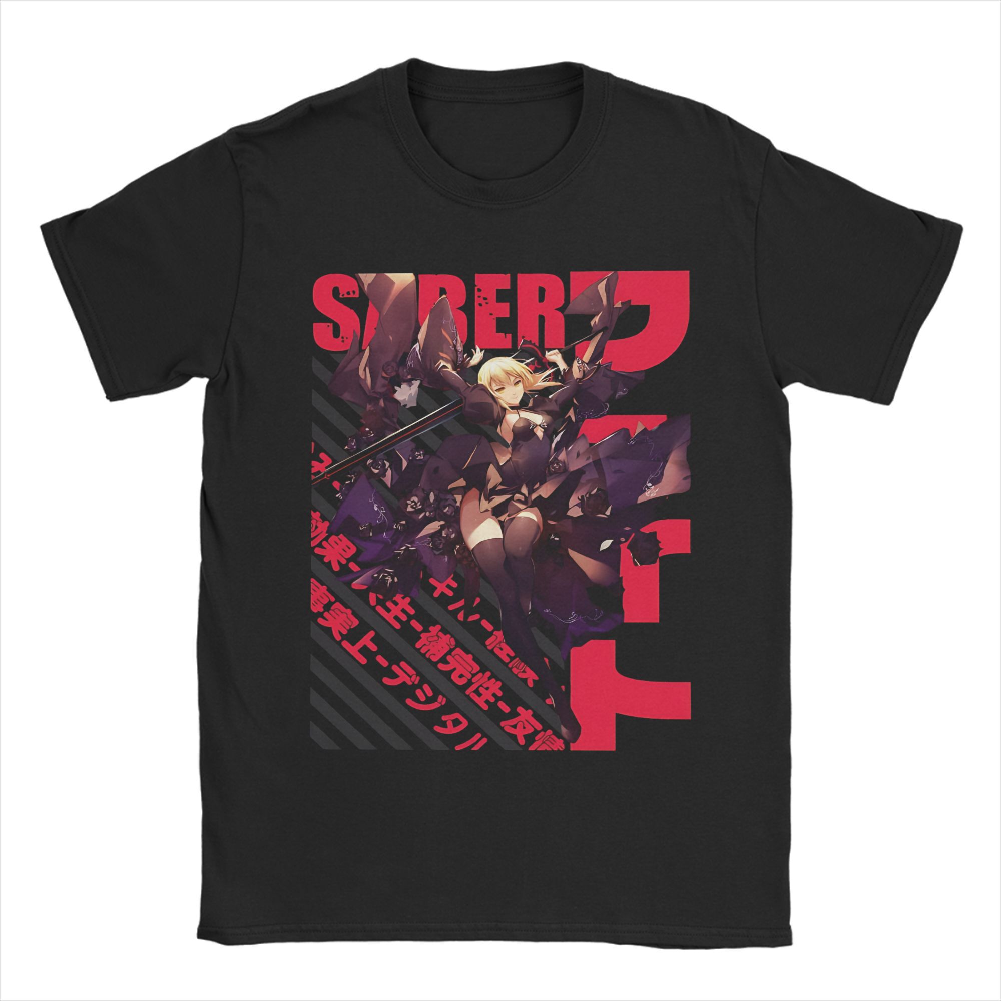 

Saber Alter Fate Stay Night T-Shirts Novelty Pure Cotton Tee Shirt O Neck Short Sleeve T Shirts Graphic Printed Clothes 4XL