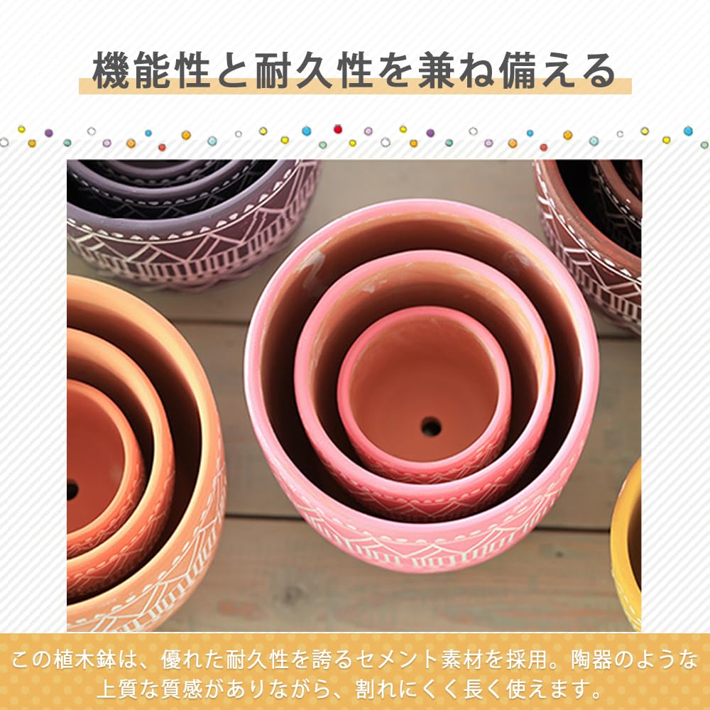 AZNABLE Flower Stylish Ceramic Drain Red Ceramic Unglazed Retro Flower Pot Diameter 16 x Height Pot, Planter, Hole, Ceramic, Clay, Style, (Blue, 16cm)