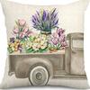 Plant and Flower Linen Pillowcase Purple Lavender Printed Pillow Cushion Cover Home Sofa