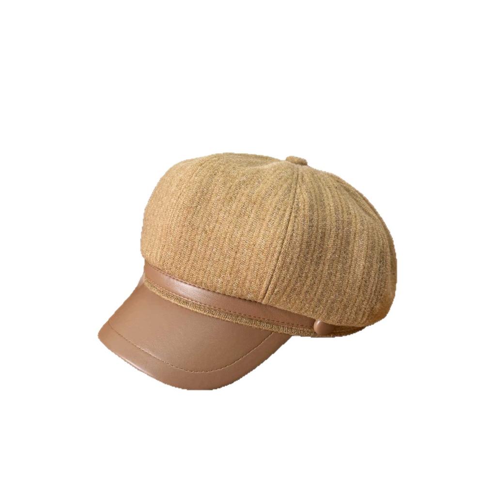 Striped Fashion Octagonal Hat Women's Spring Autumn Winter Retro Beret Versatile Painter Hat Show Face Newsboy Hat Trend