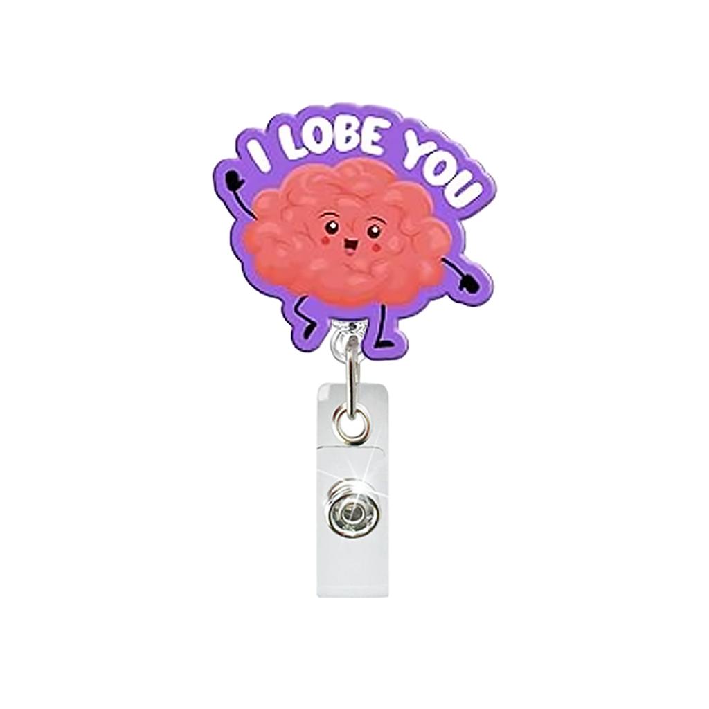 Cute Medical Organ Acrylic Badge Reel Retractable Nurse ID Badge Holder with Lung Kidney Design Clip for Doctor Office Supplies